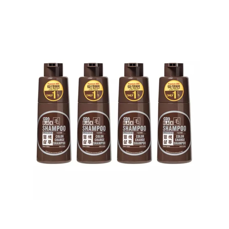 DdakHanBeon 딱한번 염색 샴푸 프리미엄 300 300ml 4통 [흑색4통] Once