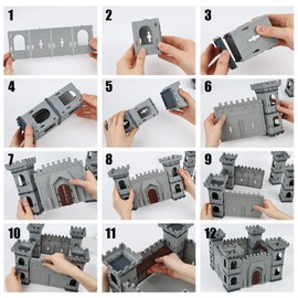 LovesTown 241PCS Medieval Dragon Toy Set, Assembled Castle Toys Knight Warrior Figures Medieval Knights for Kids Birthday Easter Christmas