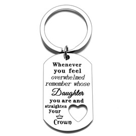 Inappropriate Gifts for 16 Year Old Girl for Women Daughter Teen Girls -To My Daughter Gift Keychain from Mom Dad Whenever You Feel Overwhelmed Christmas Stocking Stuffer for Daughter