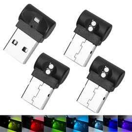 CONSIO 4Pcs Mini USB LED Light, RGB Portable Ambient Lighting, 5V Smart USB,7 Color Adjustable and Brightness USB Night Light, for Cars, Homes Decoration, Computers