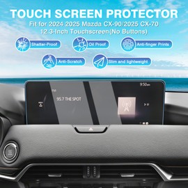 Karltys Screen Protector for 2024 2025 Mazda CX-90/2025 CX-70(No Buttons) 12.3-Inch Touchscreen, Anti Glare Clear Tempered Glass, 2025 CX-90/CX-70 Accessories Navigation Protective Film