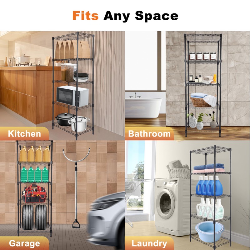 Whitmor 5 Tier Storage Shelves, Heavy Duty Metal Shelving, 400