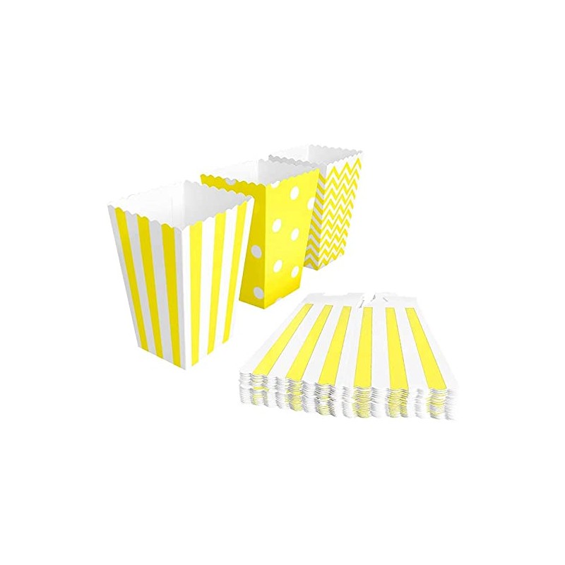 Pack of 18 Popcorn Trays, Popcorn Bags, Striped Popcorn Buckets,