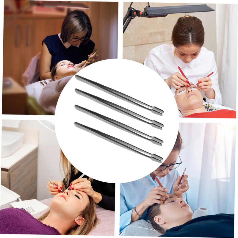 SAFIGLE 4 pcs Eyelash Extension Tweezers Stainless Steel Lash Applicator