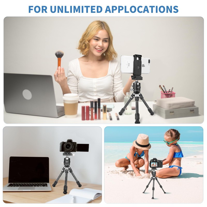 CAVIX Travel Mini Tripod with 360° Ballhead Lightweight Portable Compact