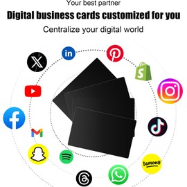Black Digital Business Card - Social Media Sharing & Instant Contact - Tap to Share - for iOS & Android - 1pcs