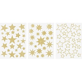 Heyda A4 Decorative Cling Window Stickers 3pcs - Stars Glitter Gold