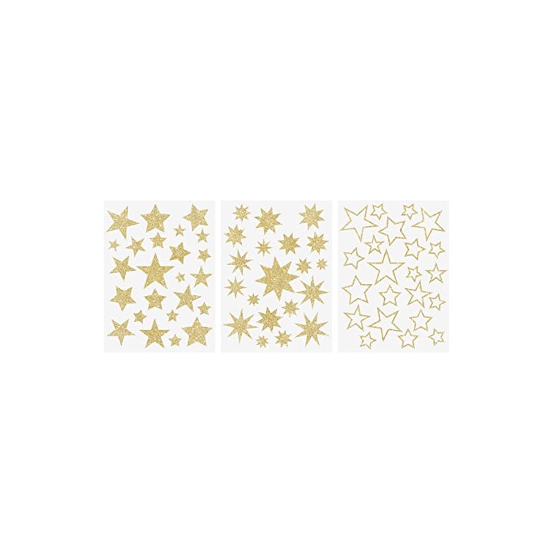 Heyda A4 Decorative Cling Window Stickers 3pcs - Stars Glitter