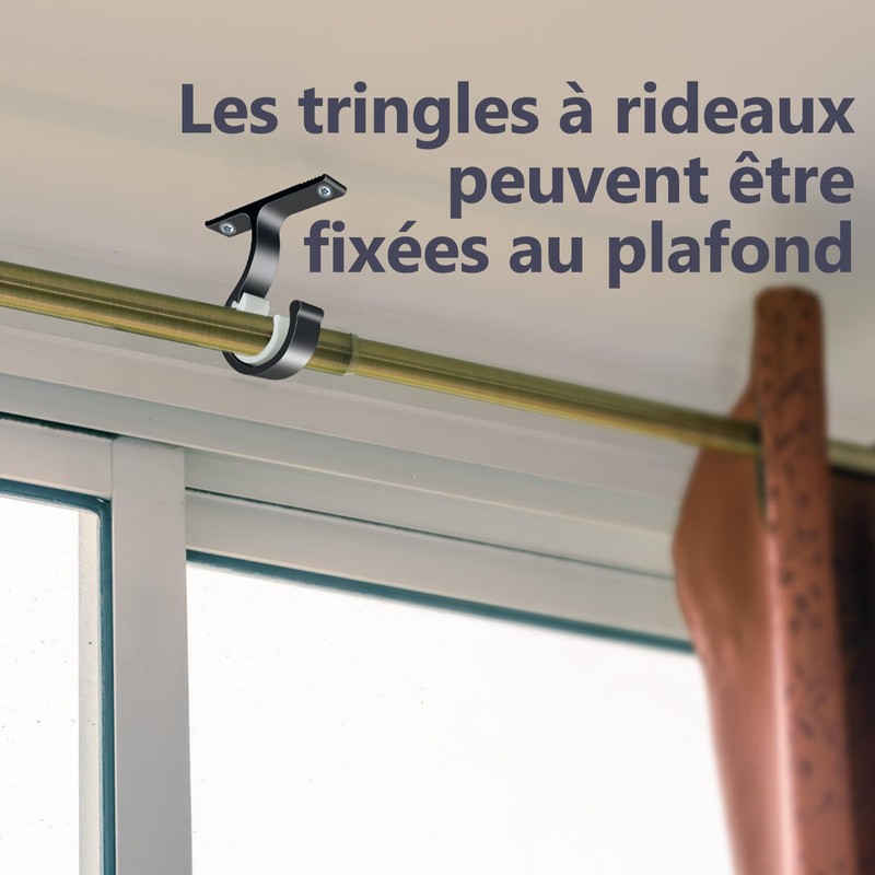 ZOCONE 4 Pieces Curtain Pole Ceiling Brackets Diameter 25-28 mm