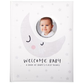 C.R. Gibson Little Moon First 5 Years Gender Neutral Baby Memory Book, 8.75" W x 11.3" L with 48 Guided Pages, Multicolor