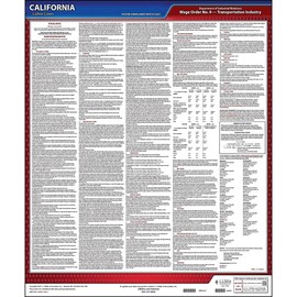 J. J. Keller & Associates, Inc. California #9 Transportation Industry IWC Wage Order Labor Law Poster, English - Compliant Laminated Poster