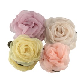 4 Pack Large Tulle Gauze Flower Plastic Hair Claws,Rose Hair Clip Grab Clip Cloth Large Shark Clip Headdress Flower Hair Claw for Women