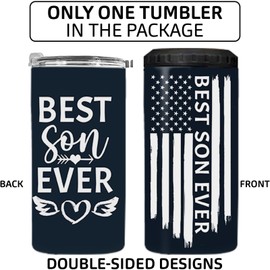 Son Gifts from Mom and Dad, 4-IN-1 Tumbler Birthday Graduation Christmas Gifts for Son from Parents, 16 Oz Stainless Steel Insulated Can Cooler