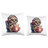 Gamer Lemur Popcorn Gaming Chair Headphones Games Player Throw Pillow