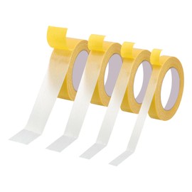 PATIKIL Fabric Tape, 4 Roll Double Sided Heavy Duty Sticky Carpet Tape Mesh Tape for Floor Wall Photo DIY Crafts Clothes Pasting Mounting, 33 Feet x 0.4/0.6/0.8/1", Yellow