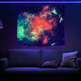 PSYHILAR Black Light Posters for Adults and Teens Blacklight Galaxy Space Tapestry UV Nebula Star (91 x 71 Inches)