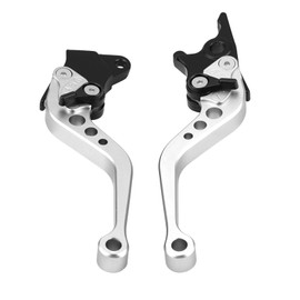 Clutch Brake Levers, Pair 22 mm 7/8 Inch CNC Aluminium Motorcycle Clutch Drum Brake Lever Handle Universal Clutch Brake Lever Silver for GY6 for CG125