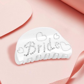 WHAVEL Bride Claw Clip, 1 PCS White Claw Clip Rhinestone Bride Hair Clip Bridal Accessories Bride Bachelorette Gifts for Bachelorette Party, Wedding, Bridal Shower