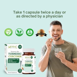 Herbal Destination Turmeric Supplement Hrx- Immune Supplement, Metabolism Booster Joint Support Supplement with Turmeric Curcumin, Boswellia, Curcuma & Black Pepper Extract - 60 Capsules