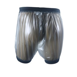 Haian Adult Incontinence Pull-on Plastic Comfort Pants 2 Pack (Large, Transparent Black)