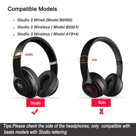 Beats Studio 2 & Studio 3 Wired & Wireless Headphones Replacement Ear Pads Cushions withSoft Protein Leather, Noise Isolation Memory Foam