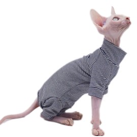 Sphynx Cat Clothes 4 legs Pure Cotton Comfortable Stretch Hairless Cat Clothes, Devon Clothes, Kornish Clothes and Small Cats (Small)