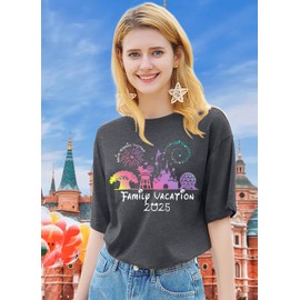 Family Vacation Shirts 2025 Family Matching Outfit Magical Animal Land Tshirt Family Trip Couples Travel Women Tops Dark Grey
