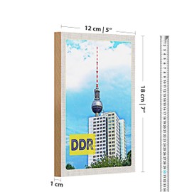 Nostalgisches Holzschild | DDR Fernsehturm | Retro Wanddeko | 12 cm x 18 cm