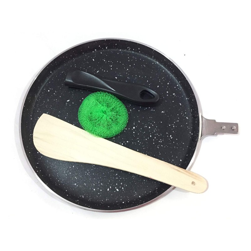 YADNESH Non-Stick Dosa Tawa Crepe Pan, 10-Inch, Metal, Bakelite Handle,
