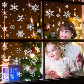 KEYIDO 110Pcs Glitter Snowflakes Window Stickers Silver Snowflake Decorations Reusable Christmas Snowflake Window Stickers Silver Snow Flakes Stickers for Crafts Christmas Window Decoration