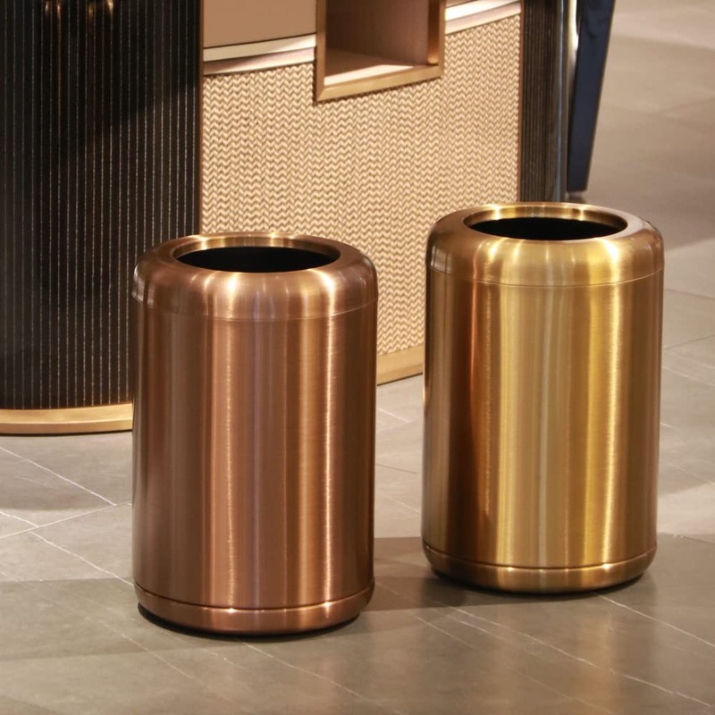 LEASYLIFE 10 L/2.6Gallon,Brass Trash can,Brushed Bathroom Trash Can, Gold Wastebaske