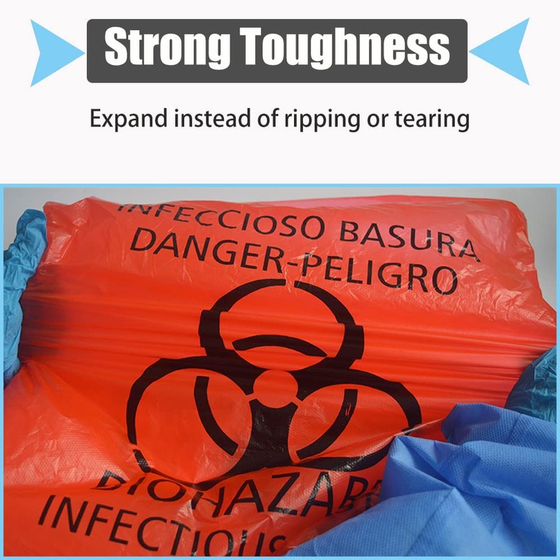 Daarcin 20pcs 24x24in/61x61cm Red Biohazard Waste Bags With Hazard Symbol