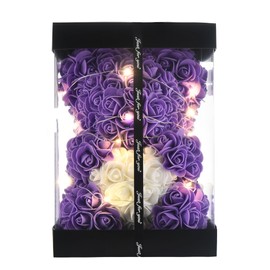 WINWISH Rose Flower Bear-Hand Made Rose Teddy Bear,Best Artificial Decoration Gifts for mom, Gifts for Girls,Unique Gifts,Birthday Gifts,The Perfect Party Clear Gift Box (Purple)