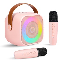 Ciubldeey Portable Mini Karaoke Machine for Kids Birthday Party Gift for 4-11 Year Old Girls Boys Bluetooth Speaker with 2 Mic and Colorful Lights