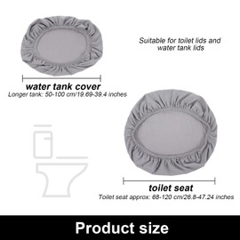 LERANXIN Toilet Lid Cover, Dark Grey Toilet Lid Cover, Elastic Toilet Lid Cover and Toilet Water Tank Dust Cover, for Toilet Lid and Water Tank Cap