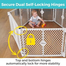 Toddleroo by North States - Superyard Baby Play Yard: Freestanding 6-Panel Baby Playpen - Indoor or Outdoor Use - Made in USA - Encloses Up to 18.5 Square Feet - 26 Inches Tall - Light Gray