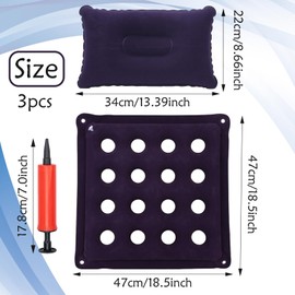 ZPLASK 1 Pcs 16 Holes Square Inflatable Cushion + 1pcs Bonus Air Pump + 1 Pcs Blow Up Pillow, Health Prevention Air Cushions for Pressure Relief, Pressure Cushion for Wheelchair Office Chair