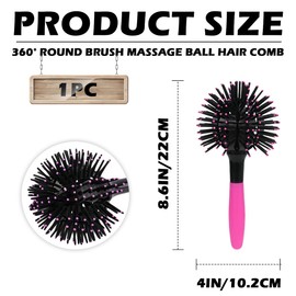 3D Hair Comb, Round Massage Brush, Spherical Shape Styling Hair Comb for Drying, Hairdressing