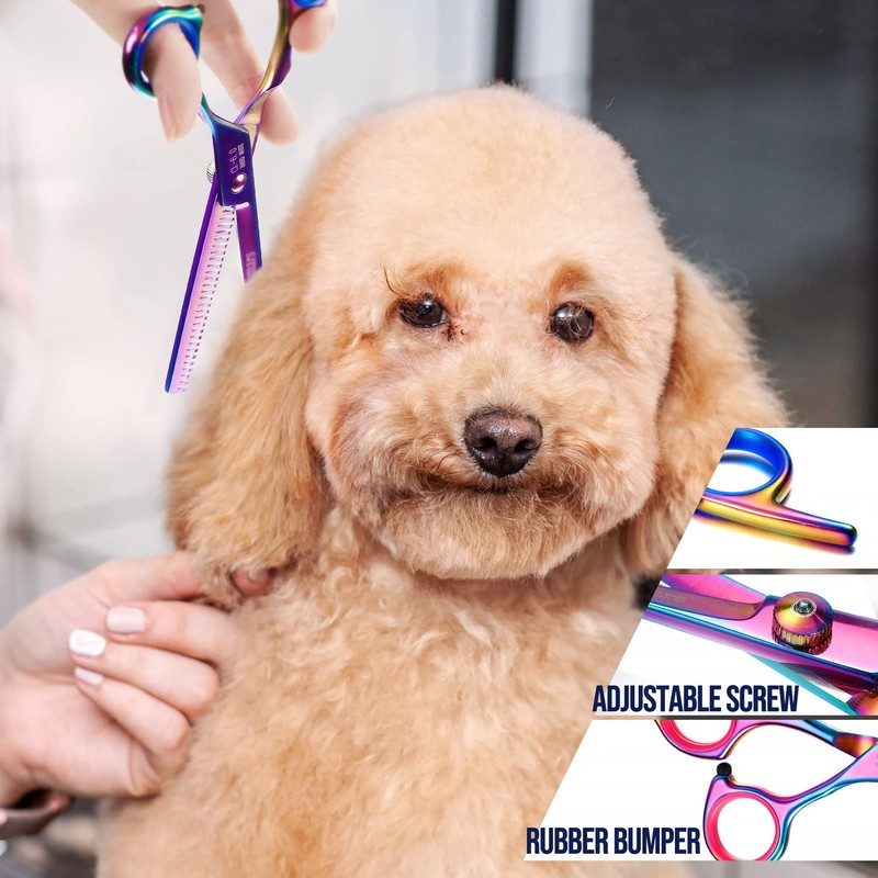 Gimars Dog Grooming Scissors Kit Professional 4CR with Safety Round