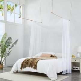 Warm Home Designs White Bed Canopy Curtains in 55 x 216 Inch Size. Our Queen Canopy Bed Curtains Work Great as Kids Canopy, Bed Scarf, Bed Curtain or to Enhance Bed Decor. BC White 216"