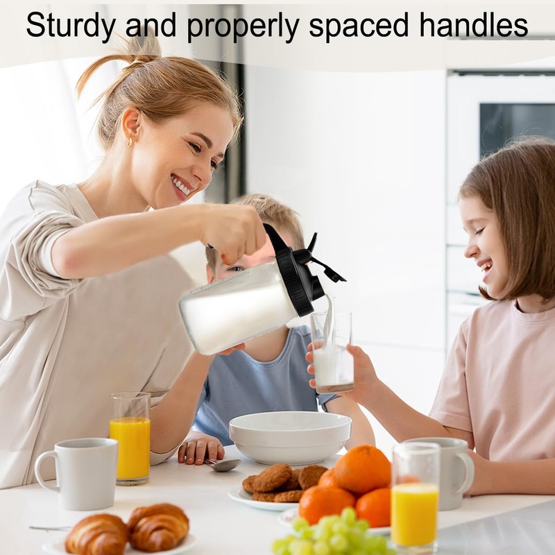 32oz Glass Pitcher with Lid & V-shaped Pour Spout -