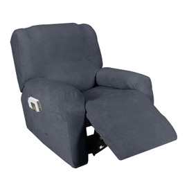Golden linens One Piece Recliner Chair Velvet Fabric Stretch 4 Way Furniture Slipcovers with Remote Pocket, Furniture Protector, Fit Most Recliner Chairs, #JOLAN Dark Grey