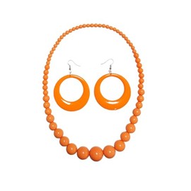 xuzhiyuan Boho Colorful Acrylic Beads Necklace Candy Color 80s Party Retro Dangle Earrings Summer Vibe Beach Jewelry Set for Women Gift-Orange