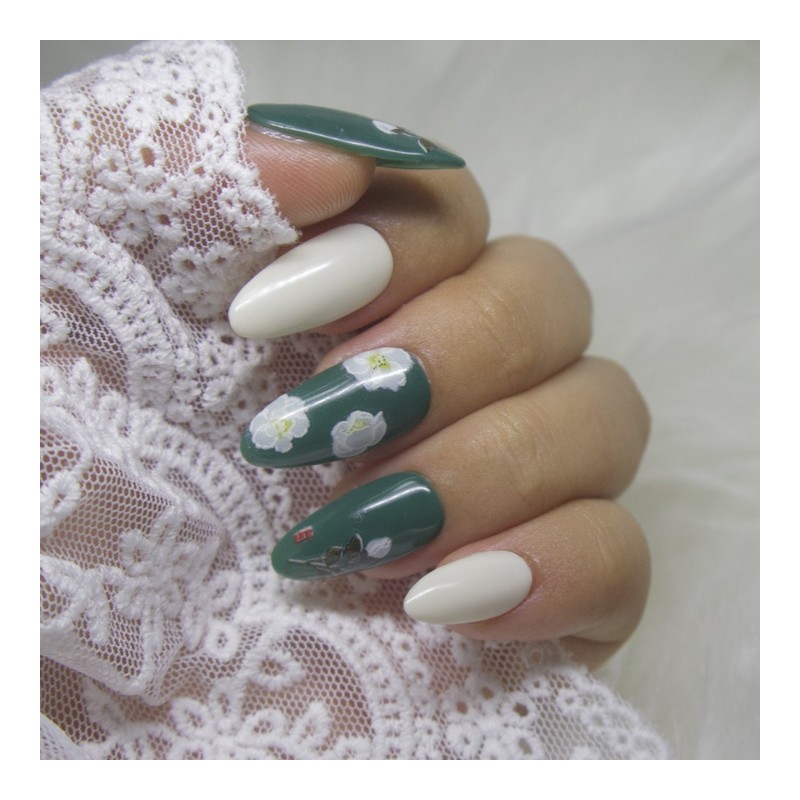 CHOK: 09 Flower Handmade Nail Tips - Coffin / CHOK