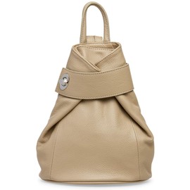 Caspar TL789 Women's Elegant Genuine Leather Backpack Standard Size, sand