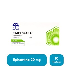 Epinastina 20 mg Caja con 10 Tabletas RAAM Laboratorios | Antihistamínico | Tratamiento de alergias | Alergia estacional | Medicamento Genérico de Flurinol, Presentación: (1 Unidad, 1, unidad)