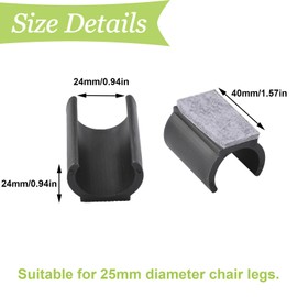 UFURMATE Chair Pads, 30 Pieces Plastic Chair Leg Floor Protectors with Felt Pads, U Shaped Chair Tube Sleeves, Non-Slip Chair Legs, Tip Caps for Round Sledge Base, Chair Legs (25 mm,