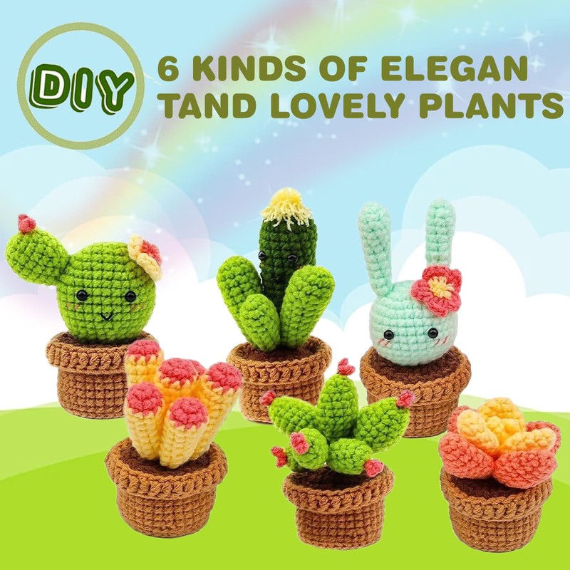 Crochet Set for Beginners, Crochet Hook Set, 6 Pieces Cactus