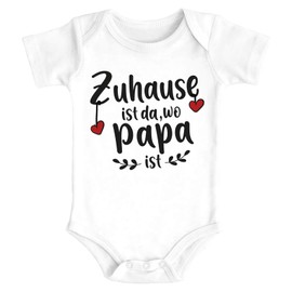 SpecialMe® Baby bodysuit for girls and boys "Zuhause ist da wo Papa/Mama ist Herz" (home is there where papa/mum is heart) short sleeve -