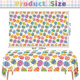 4Pcs Easter Tablecloth Easter Eggs Table Cloths 51x86 inch Easters Spring Flowers Table Cover for Easters Tables Decorations and Party Supplies Decor Favors